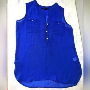 Blue Tank Top / Sheer Blue Sleeveless Shirt